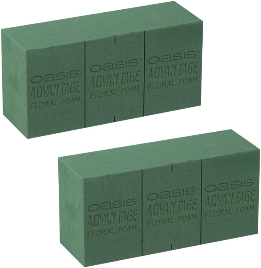 Oasis Pack of 2 Advantage Floral Foam Bricks | Green Florist Foam Blocks for Flower Arrangements in Home Dรฉcor, Weddings, Events, Festivals & More | Size 9 x 3 x 4 Inches