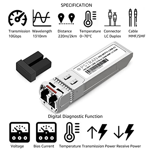 Image of 10GBASE-LRM SFP+ Optical Transceiver Module Compatible with Cisco SFP-10G-LRM 10G SFP+ 1310nm 220m DDM Duplex LC MMF