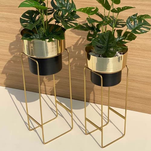AMASS HANDICRAFTS™ Indoor Modern Metal Floor Flowers Stands for Living Room Balcony Bedroom Display Outdoor Tall Plants Stand with Planter Pots -Set of 2 (Gold & Black) (B0C72T6HKH) Amazon Price History, Amazon Price Tracker