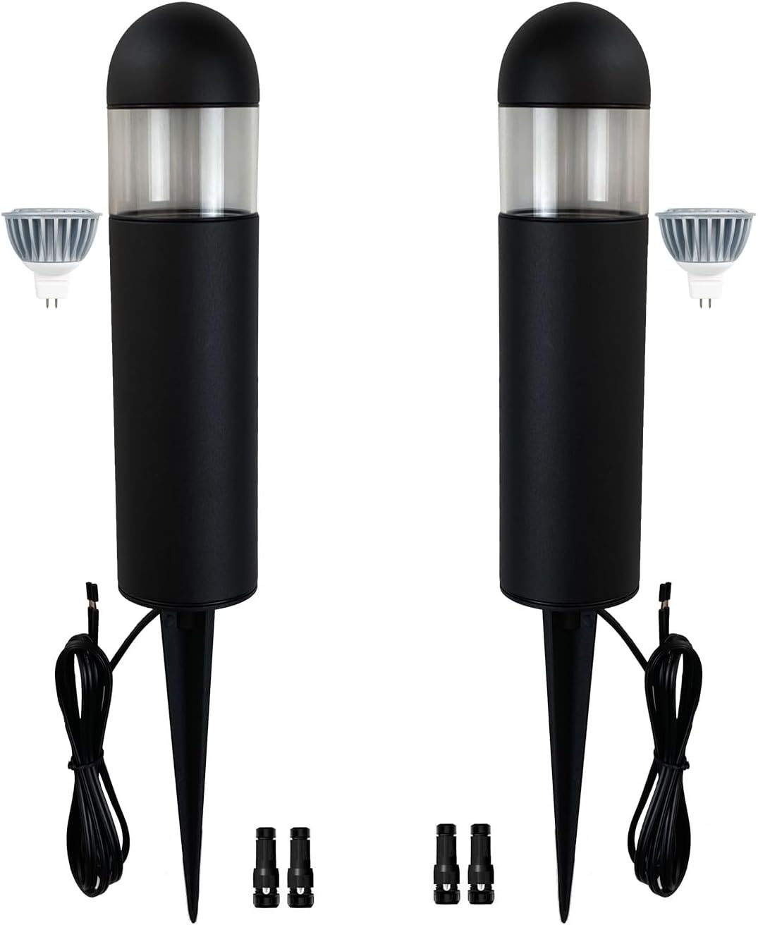 Arrownine Low Voltage Landscape Lighting Outdoor Bollard Pathway Lights,Replaceable MR16 LED 12-24V Pathway Lights Walkway Sidewalk Driveway,Poolside Garden Yard Light Warm White Black Color 2 Packs