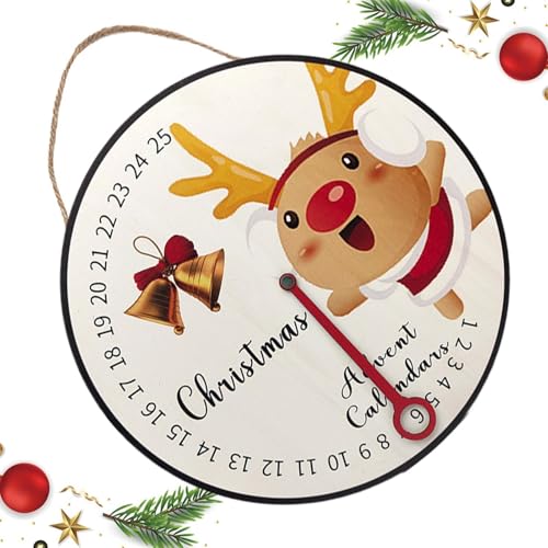 Calendario de reloj de cuenta regresiva de Navidad, calendario de madera de Adviento de Navidad, accesorios de escena de vacaciones de invierno, decoración de reloj de cuenta regresiva para sala de