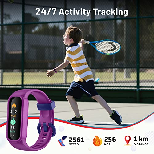 Eurans Kids Fitness Tracker Watch For Boys Girls Teens Ages 5-12, Ip68 Waterproof Fitness Watch With Heart Rate & Sleep Tracking, Pedometer, Alarm Clock, Calorie Step Counter Watch #TOP1