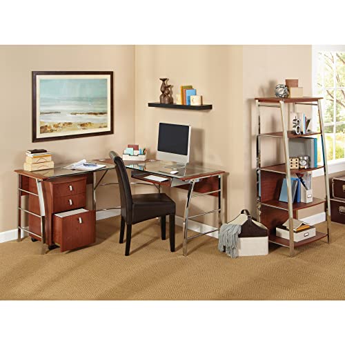Realspace ST-S1341A C ® Mezza 62"W L-Shaped Corner Desk, Cherry/Chrome thumb #1