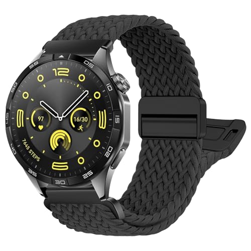 chinbersky Geflochten Armband für Huawei Watch GT5/GT3/GT 4/GT3 Pro/GT5Pro 46mm/GT2/GT 46mm/GT2Pro/GT2e/GT Runner/Huawei Watch3/3Pro/Watch 4/4 Pro/Galaxy Watch 46/3 45mm 22mm Magnet Nylon Band