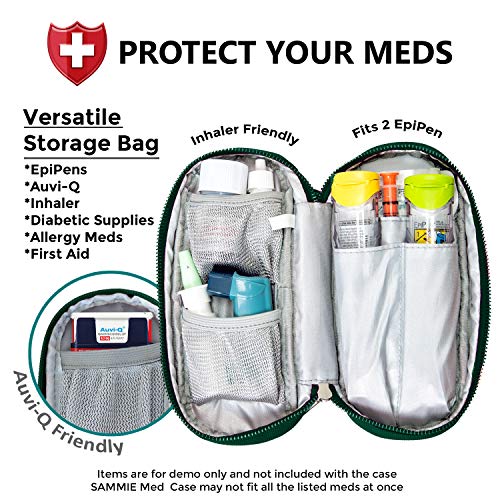 PRACMEDIC EpiPen Medicine Case for Emergencies - Fashionable, Insulated, Teal, 8” - Storage Bag Holds 2 EpiPens, Auvi Q, Antihistamine and Medicine - Easy Access (with Alert Tag)