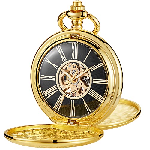 Tiong Reloj de bolsillo mecánico de cuerda de mano hueca, esfera negra, números romanos azules, relojes de bolsillo para hombres, Mpw136-uk, Antiguo Tiong Reloj de bolsillo mecánico de cuerda de mano hueca, esfera negra, números romanos azules, relojes de bolsillo para hombres, Mpw136-uk, Antiguo