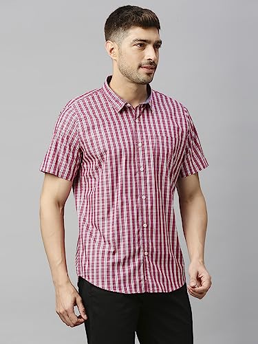 Image of Thomas Scott Mens | Half Sleeve Checkes | Printed | Slim Fit | 100% Cotton | Spread Collar | Shirts
