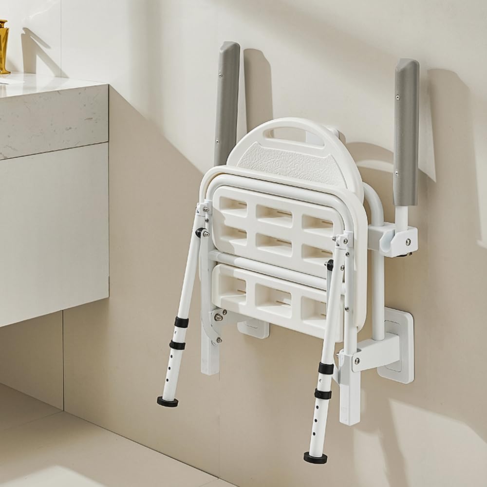 HEYOUTH Asiento de Ducha Abatible,Silla de Ducha para Personas Mayores,Taburete de Ducha montado en la Pared,Soporta hasta 180 kg,Antideslizantes,para Personas Mayores y discapacitadas