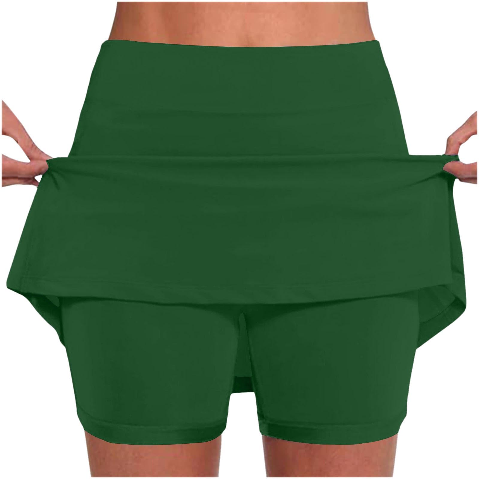Skorts for Women Plus Size Tummy Control Legging with Skirts Casual High Waist Mini Skirts Athletic Tennis Short — view 8