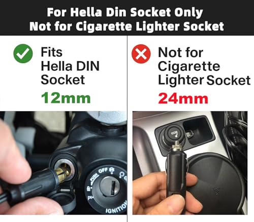 Image of Hella Din Motorcycle USB Charger (NOT for Car Cigarette Socket) - Dual USB-A QC3.0 18W Waterproof Charger w /Switch & Voltmeter for BMW Ducati Triumph