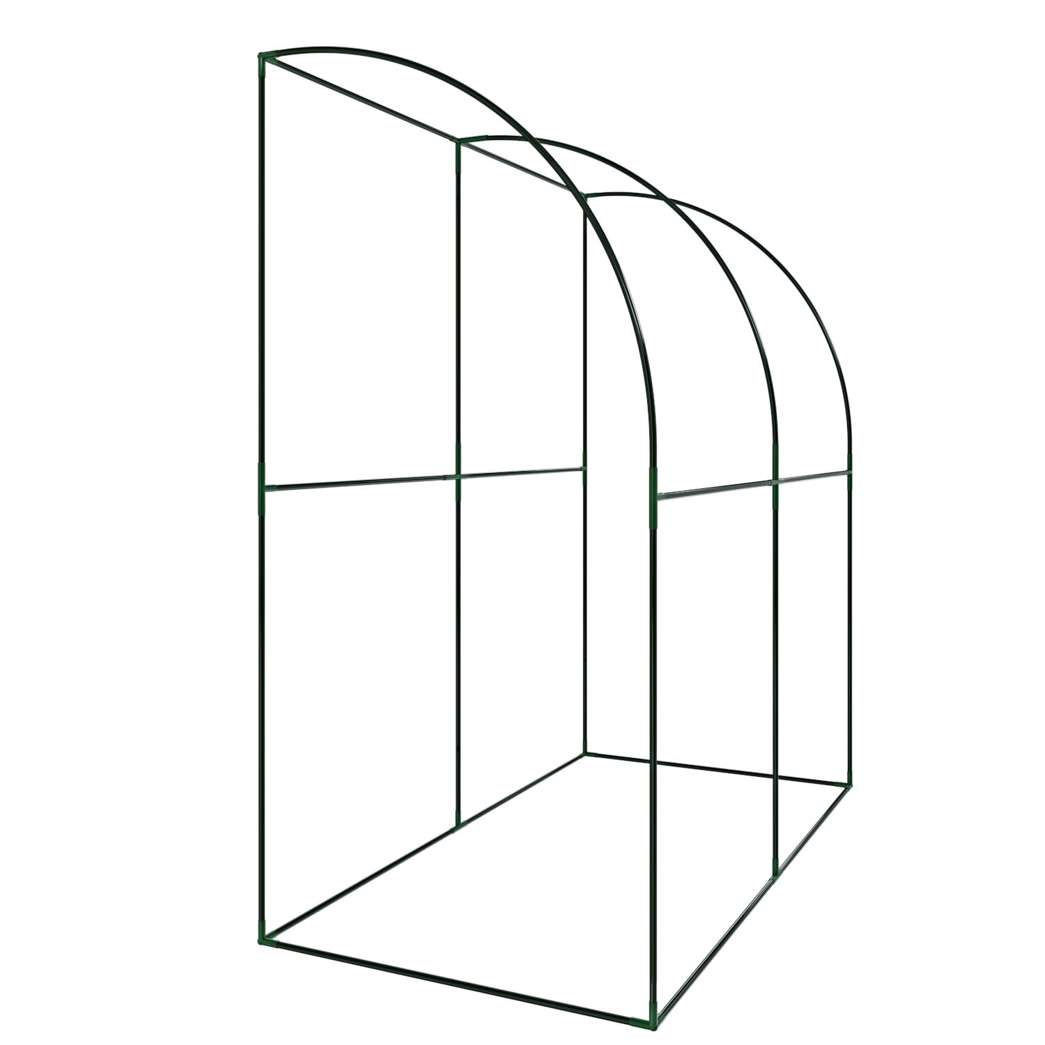 Serra A Casetta Da Parete Muro In Acciaio Per Giardino Piante Fiori Orto Copertura Trasparente in PVC Con 2 Porte Avvolgibili A Cerniera Protezione Piante Giardinaggio 200 x 100 x 215 Cm