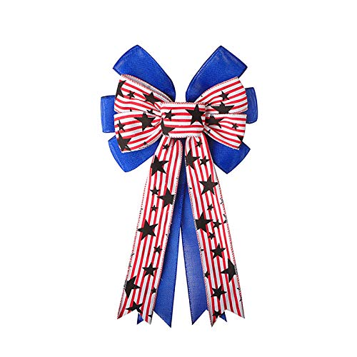 Creaides American Independence Day Stars Red White Blue Wreath Bow 4th of July Tree Topper Bow Ornaments for 4th of July Patriotic Independence Day Veteran's Day Memorial Day Supplies