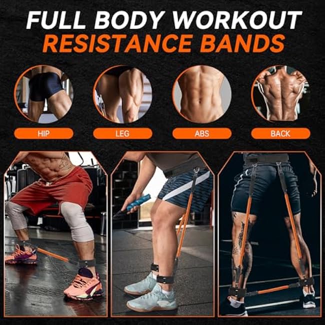 Vertical Jump Trainer Equipment Leg Bounce Trainer Device Speed and Agility Resistance Bands with Ankle Straps & Belt Leg Extension Machine for Boxing Basketball Football Tennis Fencing Training