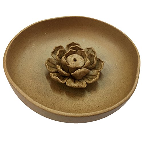 TRENDBOX Ceramic Handmade Artistic Incense Holder Burner Stick Coil Lotus Ash Catcher Buddhist