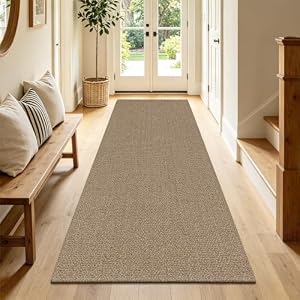 HEBE Washable Hallway Runner Rug 2'x6', Cotton Woven Kitchen Rug Runner | Non Slip Rubber Backed Hall Runners, Neutral Cotton Floor Carpet Runner for Entryway,Hallway, Bedroom,Bedside Rug