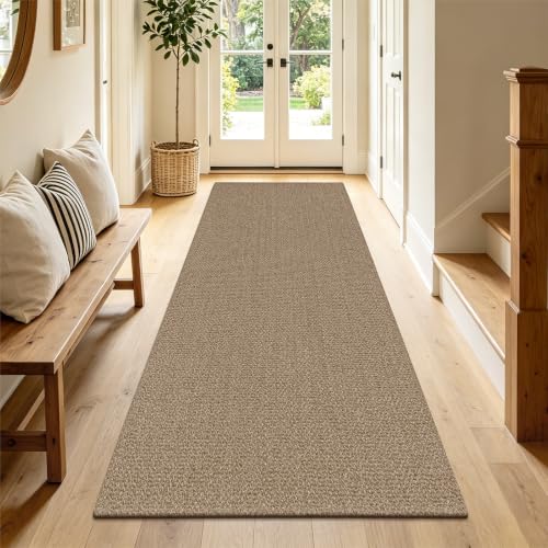 HEBE Washable Hallway Runner Rug 2'x6', Cotton Woven Kitchen Rug Runner | Non Slip Rubber Backed Hall Runners, Neutral Cotton Floor Carpet Runner for Entryway,Hallway, Bedroom,Bedside Rug