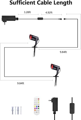 Miniatura 9 de Smart Landscape Lighting, IP67 Waterproof Landscape Spotlights, 1500LM Dimmable RGBICW Pathway Lights Work with Alexa, Spot Lights for Christmas
