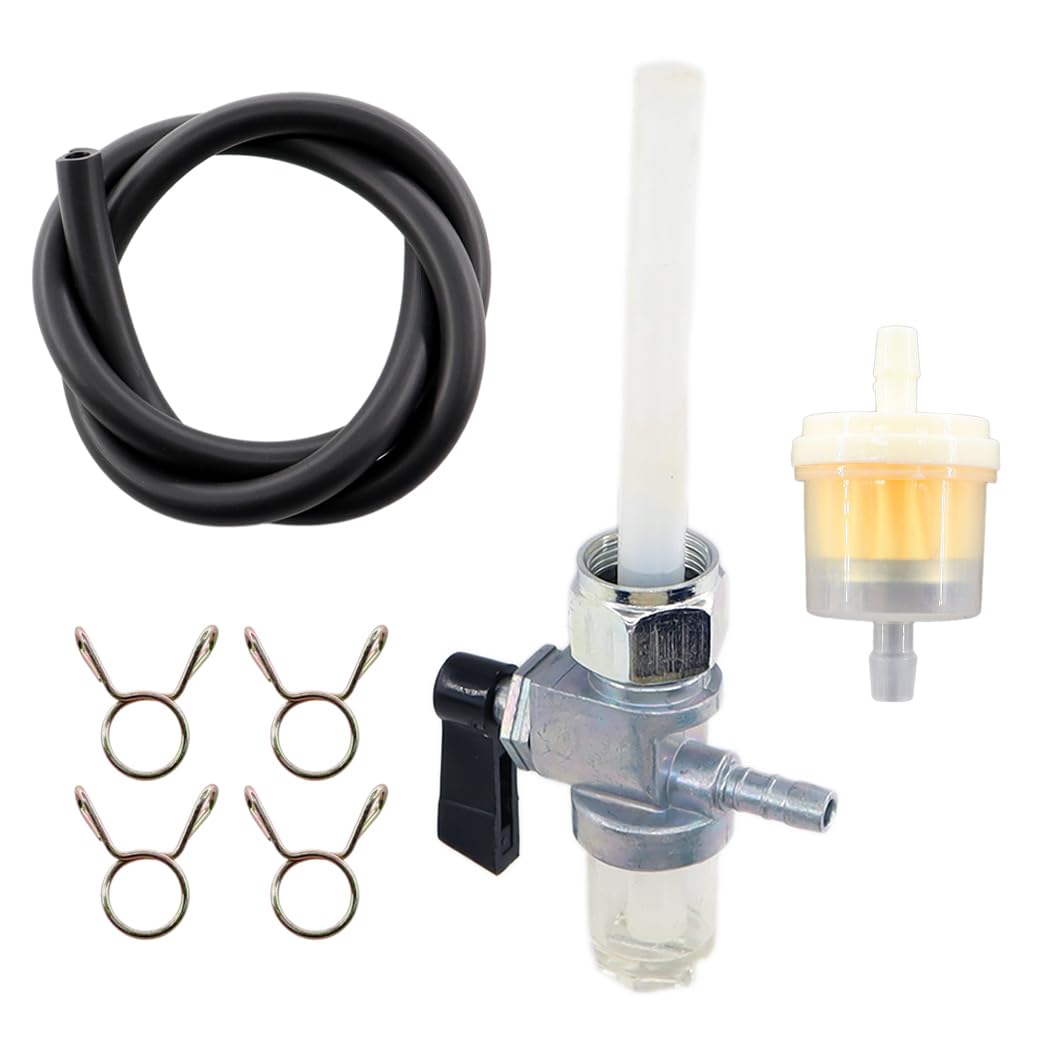 MCHNIC Grifo de gasolina Llave de combustible M16x1 con manguera de gasolina, filtro de gasolina para Simson, MZ, AWO, IWL, IFA, EMW R35, DKW RT 200, NSU Max