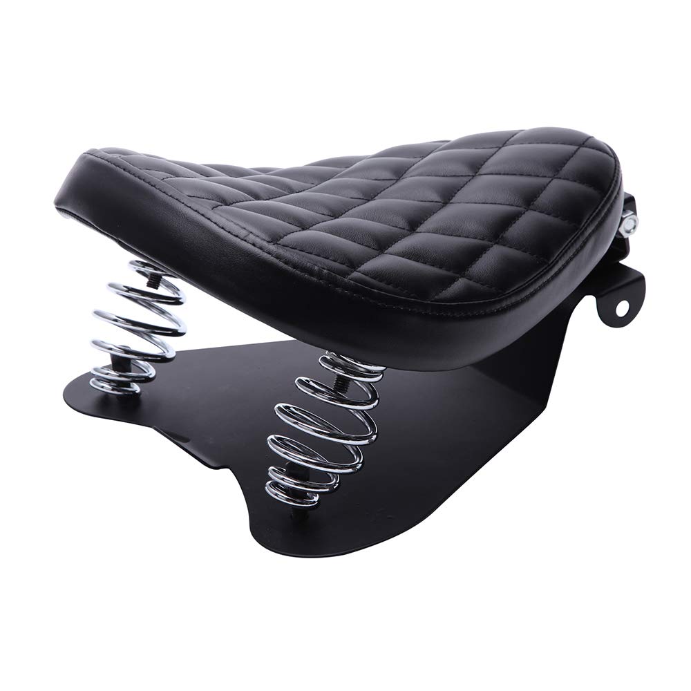 DREAMIZER Bobber-Sitz Motorrad-Solo-Sitz-Kit mit gefedertem weichem Motorrad-Heckpolster-Sattel für Sportster XL1200 883 48 Forty Eight Fatboy Softtail Dyna Street Glide (Schwarz Rhombus)