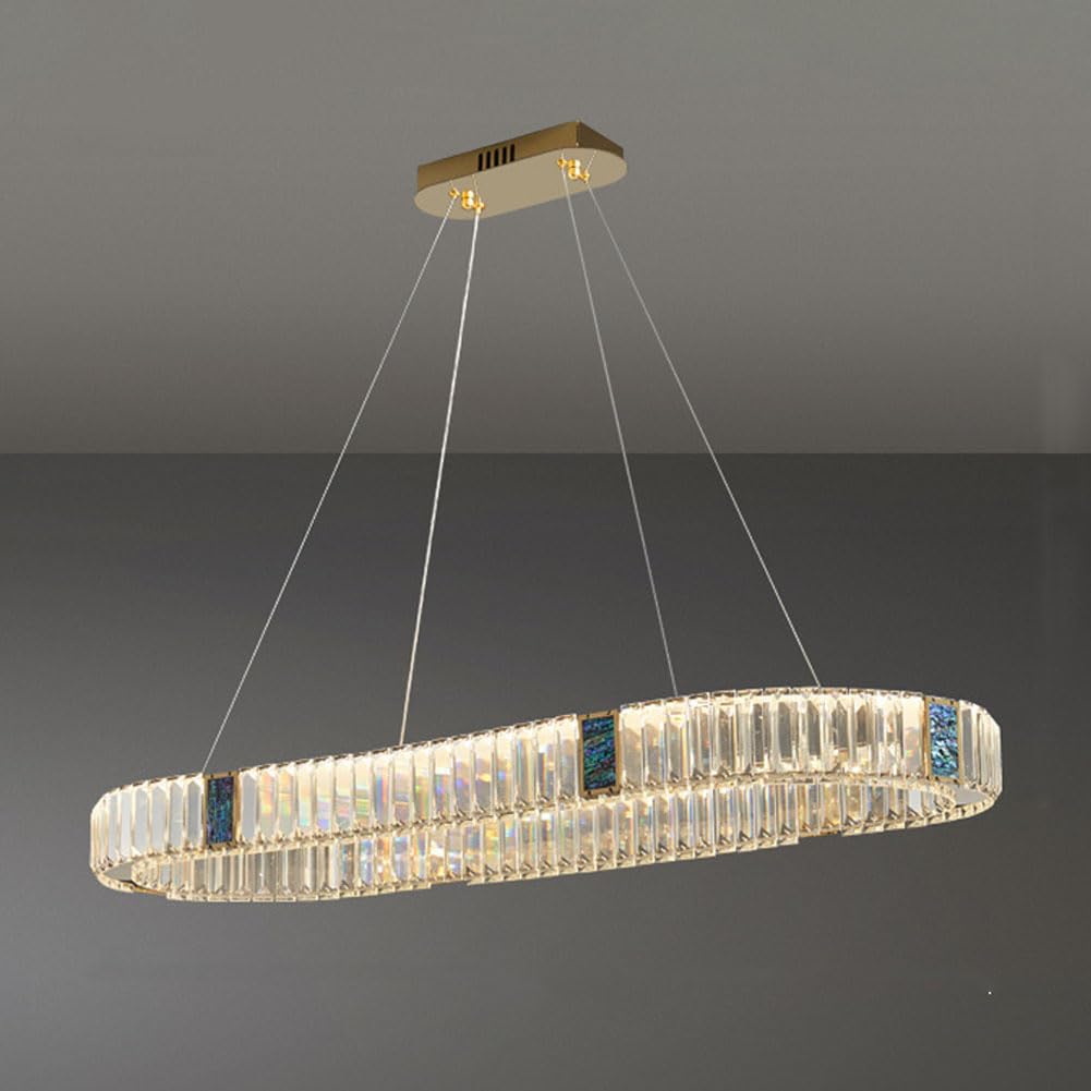 KXEcoLife LED Italian light luxury crystal chandelier, simple circle modern lamp, for living room bedroom dining lamps and lanterns,oval 100cm