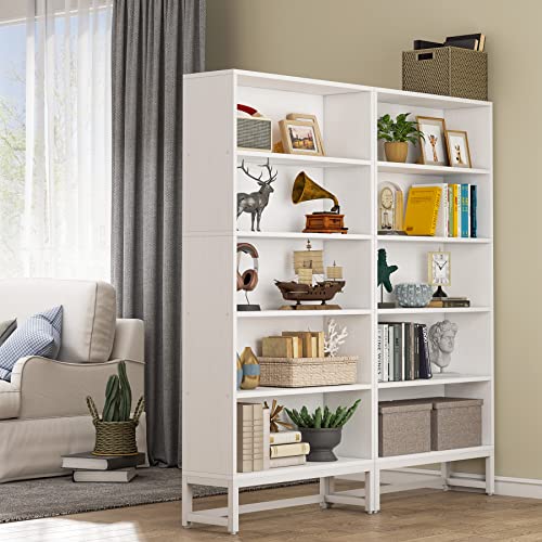 Image of Tribesigns Tall Bookcase and Bookshelf, 70.8 inch Large Bookcases Organizer with 5-Tier Storage Shelves, Heavy Duty Free-Standing Library Bookshelf Shelving Unit for Living Room, Bedroom, Office (White)