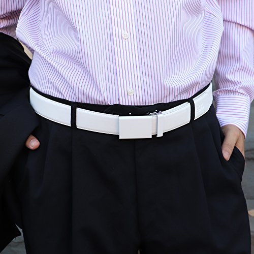 Image of Falari Men Unisex Genuine Leather Ratchet Dress and Casual Belt, Automatic Sliding Buckle, Trim to Fit