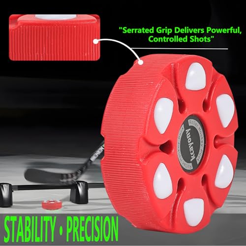 kcayony 4 Pack Roller Hockey Balls & Street Hockey Pucks - Smooth-Rolling Design with Durable Shatterproof Plastic - Driveway/Backyard Training - Non-Ice Use Only (Red -4 pcs)