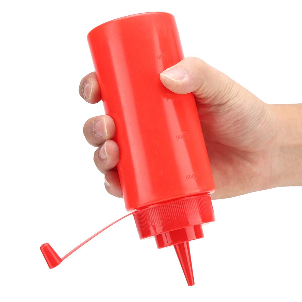460ml 10pcs / Set Plastic Condiment Dispenser Sauce Bottle Oil Vinegar Cream Container with Narrow Nozzle for Easy Control and (Red)