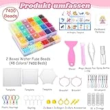 Water Fuse Beads, 7400 Pcs Non-Iron Fuse Beads Kit 48 Colors 5mm Refill Beads Set for Kids, Glow in The Dark and Glitter Beads, Gift for New Years, Birthdays, Christmas - Image 4