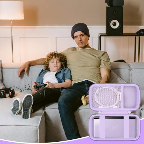 Image of Supmay Hard Carrying Case Compatible with Nintendo DS Lite NDSL, Gameboy Advance Games Storage Holder Travel Bag with Mesh Pocket for USB Charging Cable, Stylus, Earphones, Game Cartridge, Purple