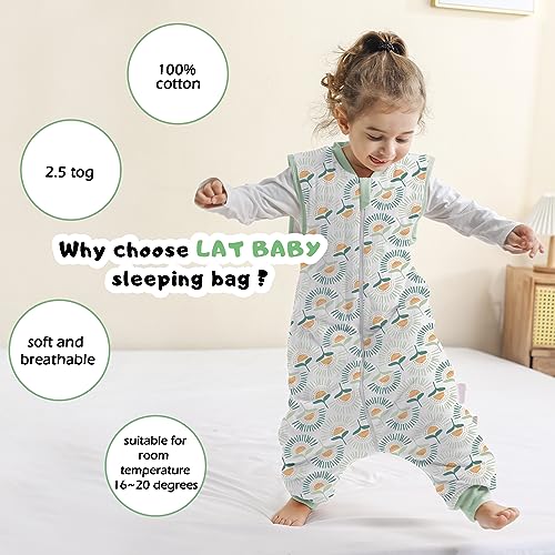 Image of LAT Baby Sleep Bag with Feet Winter,Sleeveless Nightgowns Wearable Blanket with Legs,Warm Sack for Infant Toddler Thicken 2.5 TOG-Sleepsuit,1-6T(Sun Flower,M /90)