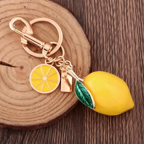Image of Fruit Bag Charm Keychain - Gold Key Chain, Cute Purse Handbags Accessories - Beautiful Gift for Women