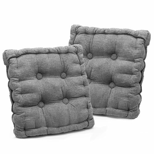 LOMUG Juego de 2 cojines gruesos de 40 x 40 cm, color gris, 10 cm de alto, para sillas de jardín, banco y cocina