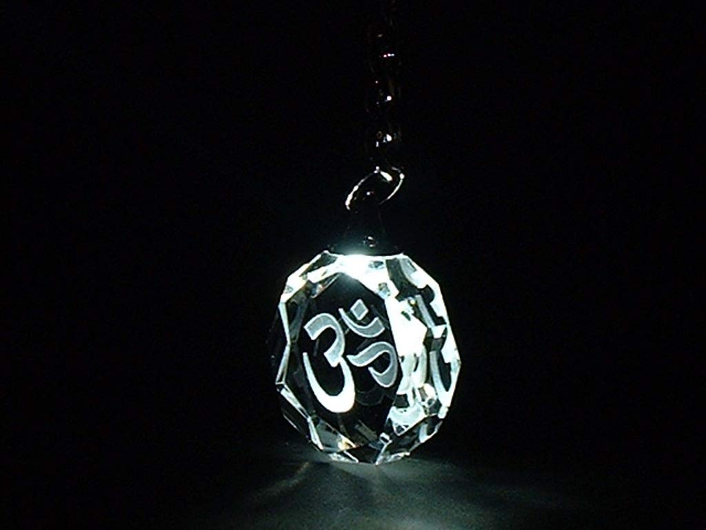 Crystal Images Laser Creation Om Aum Religious Symbol Laser Keyring 2 Dimensional 3740