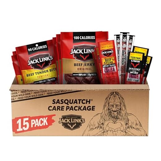 Jack Link's Beef Jerky Variety Pack Gift Basket - 15 Pack - Assorted Jerky, Steaks, and Meat Sticks - Ready to Eat Protein Snacks - Made with 100% Real Beef