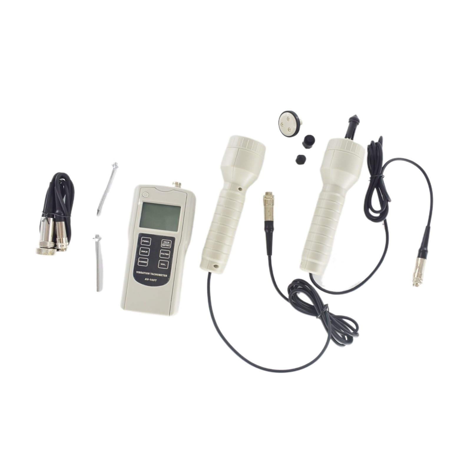 Medidor de vibración digital, tacómetro de vibración digital portátil AV-160T, puede medir la tasa de rotación RPM y frecuencia Hz, medición de desplazamiento de velocidad,