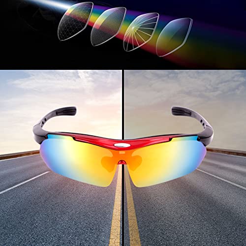 Lunettes de Cyclisme, Lunettes Tactiques, Lunettes de Protection avec 3 Lentilles Interchangeables et 1 Monture de Myope, Lunettes de Vélo de Sport, pour VTT, Course, Conduite, Sports de Plein Air - Image 7