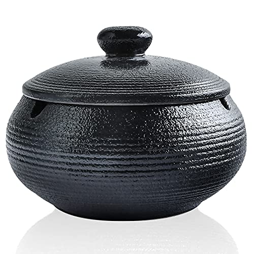 Ashtray, Ceramic Ashtray with Lids, Handmade Ashtray for Home Office Indoor Decoration, Windproof, Cigarette/Cigar Ashtray, Ash Holder for Smokers, Desktop Smoking Ash Tray