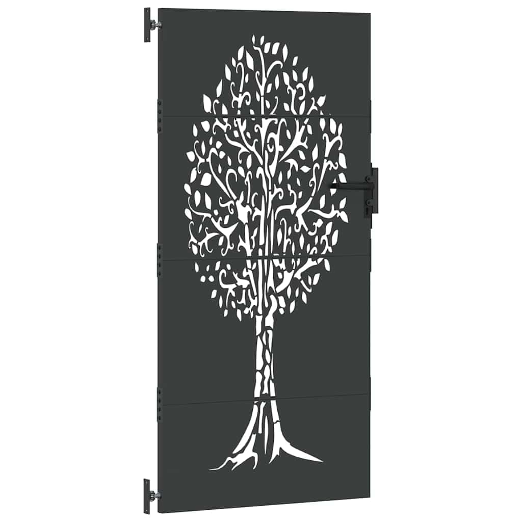 Refined Puerta de jardín, Puerta de Jardín 100 x 200 cm Diseño de Árbol de Acero Corten