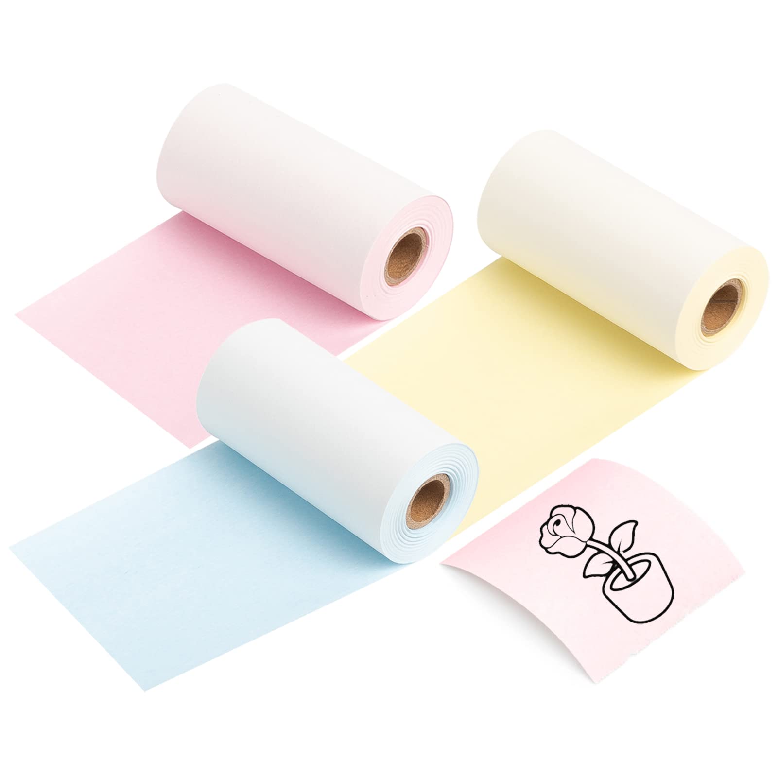 3 Rolls Paper Compatible with M02 M02S Printers Blank Printing Roll Direct Smooth Clean Surface Clear Characters Good Effect Long Storage Environmental Convenient Wide Applications for Errors Journals