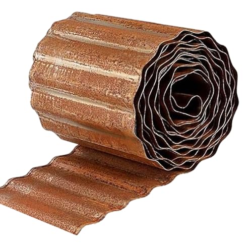 Lawn Edging 10 IN x 20 FT, Heavy Duty Metal Garden Edging No Dig, Corrugated Galvanized Steel Garden Plant Border for Flower Tree Beds, Landscape Edging, Grass Path Sidewalks, Pre-rusted