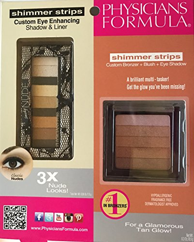 Physician Formula Dual Package Shimmer Strips Custom Eye Enhancing Shadow and Liner , Custom Bronzer and Blush