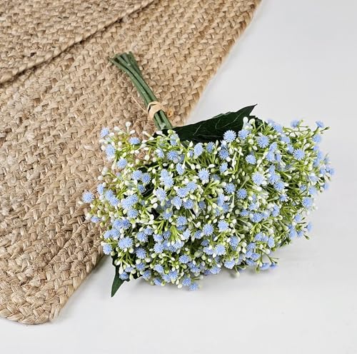Image of SATYAM KRAFT 1 Pcs Artificial Baby's Breath Flowers Bouquet | Decorative Faux Flowers for Home Decor, Living Room, Bedroom, Office, Table Centerpiece, Wedding & Festive Decoration.(Blue)