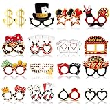 Harrycle 32 Pcs Casino Night Decorations Las Vegas Casino Glasses Paper Eyeglasses Poker Dice Selfie Photo Booth Props Kit Las Vegas Game Night Birthday Party Favors Supplies