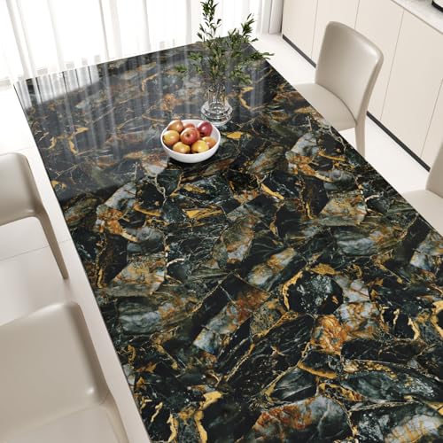 Black Marble Wallpaper Sticky Back Plastic Roll Marble Effect Self Adhesive Vinyl Kitchen Wallpapers Kitchen Vinyl Wrap for Worktop Cupboards Black and Gold Wallpaper Table 60cm x 800cm