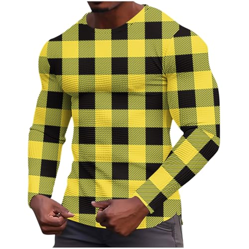 Sudadera Hombres Sin Capucha,Talla Grande Cuello Redondo Camiseta Manga Larga Color Block Suelto Elástico Jersey de Gofre Moda Ligera Ropa Deportiva Otoño e Invierno Casual Sweatshirt Fitness Top