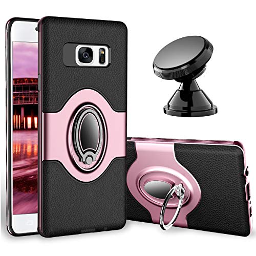 eSamcore Samsung Galaxy S7 Case Ring Holder Kickstand Cases + Dashboard Magnetic Phone Car Mount [Rose Gold]
