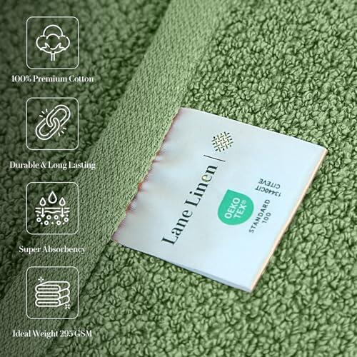 Image of LANE LINEN Luxury Bath Towels Set - 1 Piece, 100% Cotton Bathroom Towels, Zero Twist, Quick Dry Absorbent Bath Towel, Super Soft Gym Towel - Olive
