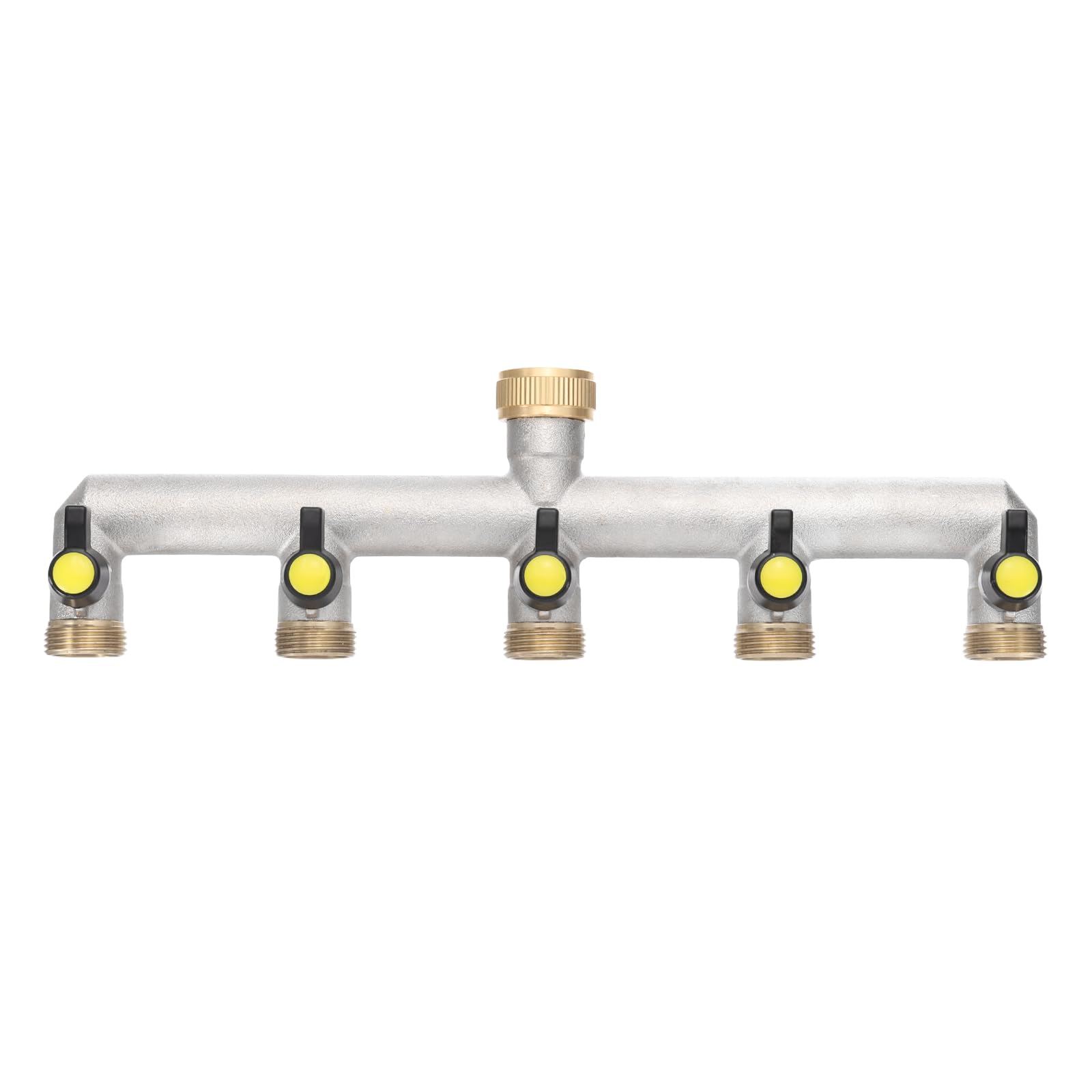 QUARKZMAN Distribuidor de Agua de 5 Vías, Distribuidor de Grifo con Válvulas de Corte Individuales Negras y Grifo, Caudal de Agua Regulable y Corte para Mangueras de Casa y Jardín