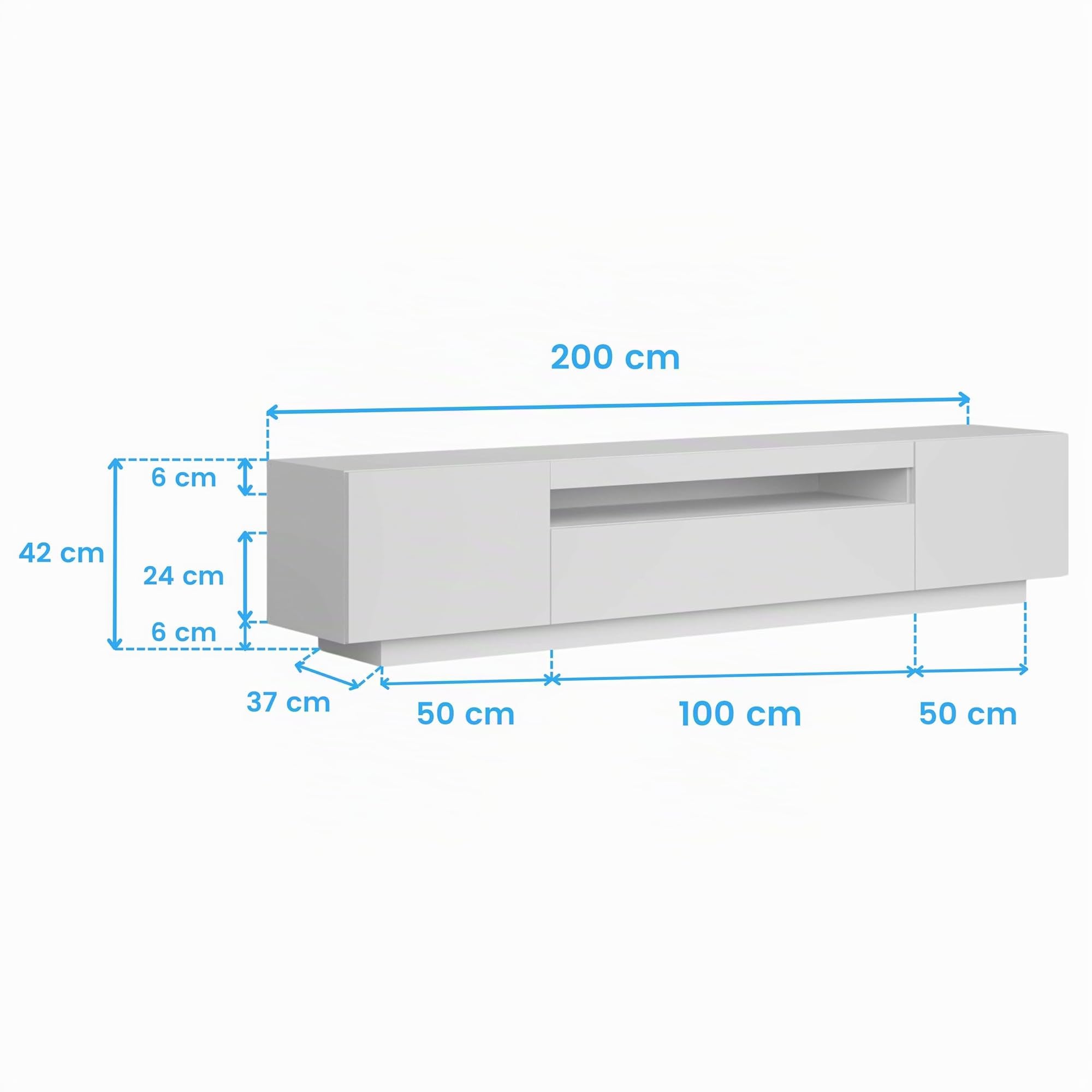 Miroytengo Mueble de TV Sami para Salón Estilo Contemporáneo en Color Blanco con 1 Cajón, 2 Puertas y 1 Hueco Abierto 200x41,6x37,3 cm
